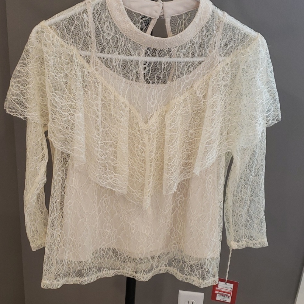 Mossimo Top, Cream Lace, New, Size M